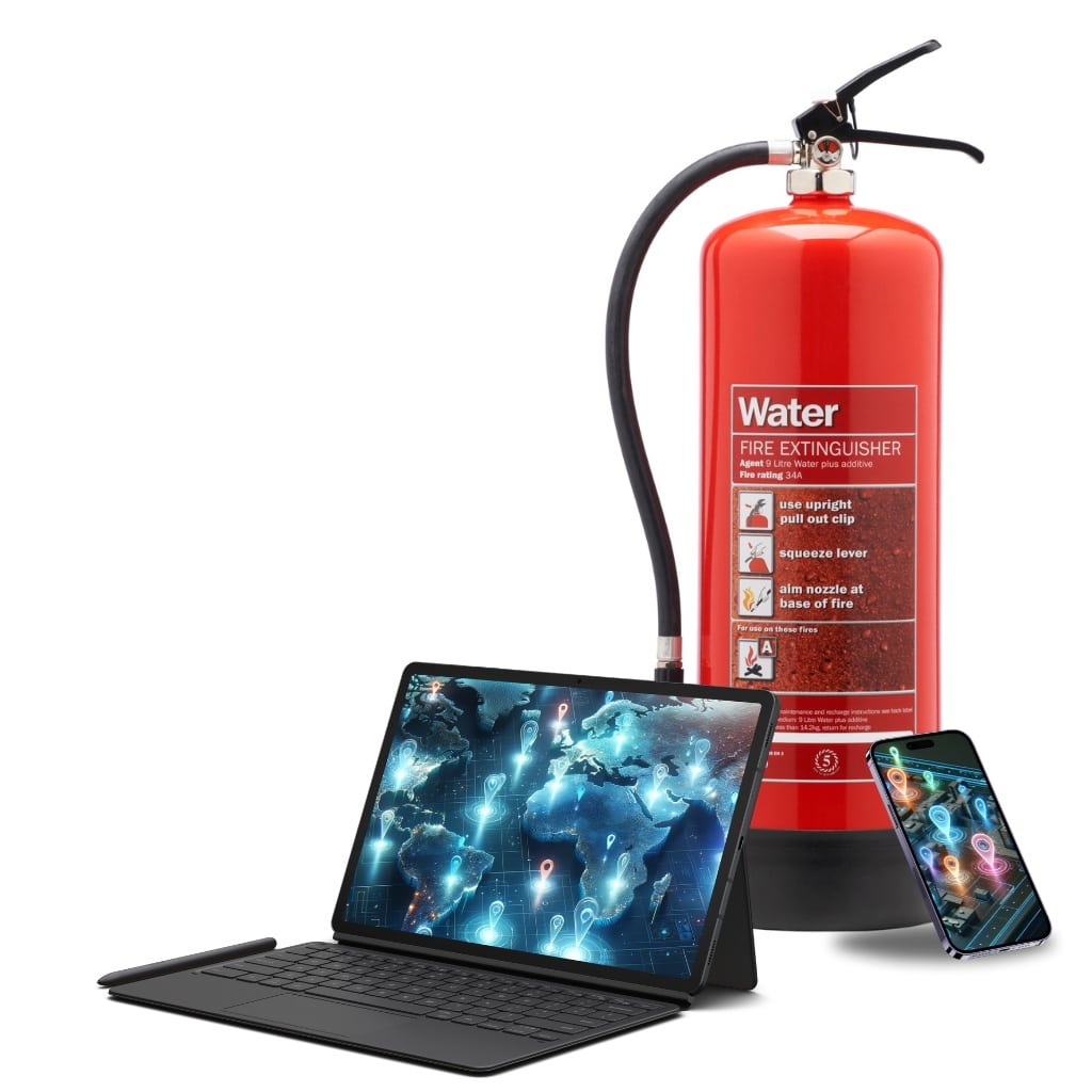 Fire Arrest Fire Extinguisher with Laptop and Phone